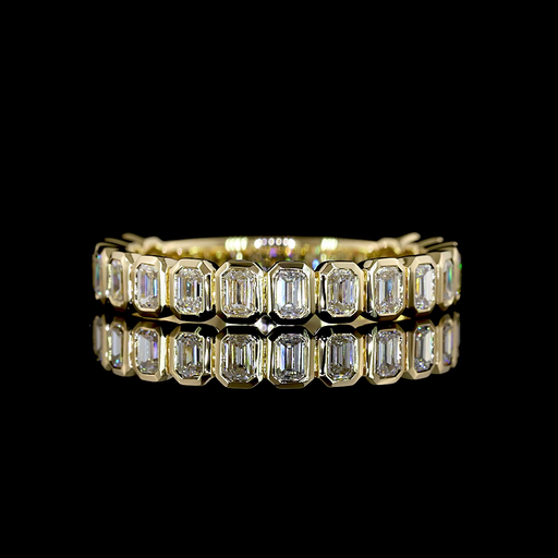 [EB14Y45750EM90BNS] 0.94 Cts 14k Yellow Gold Emerald Shape 3/4 Band Eternity Band