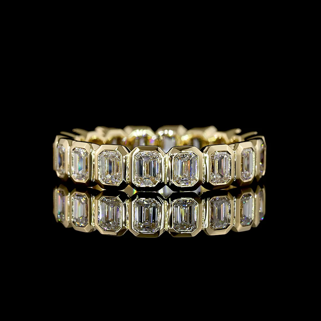 1.77 Cts 14k Yellow Gold Emerald Shape Eternity Band Eternity Band