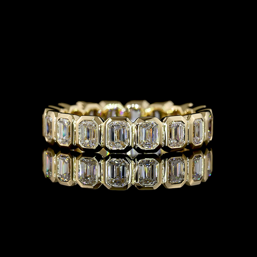 [EB14YEM175BNS] 1.77 Cts 14k Yellow Gold Emerald Shape Eternity Band Eternity Band