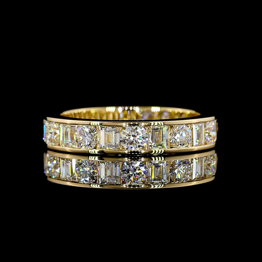 [EB18Y45750175CNS] 1.86 Cts 18k Yellow Gold Mix Shape 3/4 Band Eternity Band