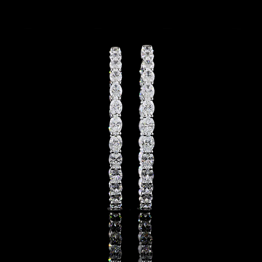 [ER14WHPOV850PNS] 8.79 Cts 14k White Gold Oval Shape Hoops Earring