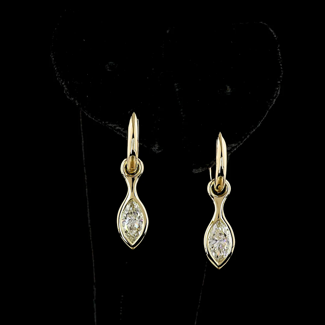 1.48 Cts 14k Yellow Gold Marquise Shape Hanging Earring