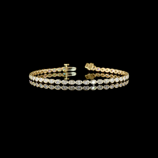 [BC14YTSOV200BEW] 2.3 Cts 14k Yellow Gold Oval Shape Tennis Bracelet