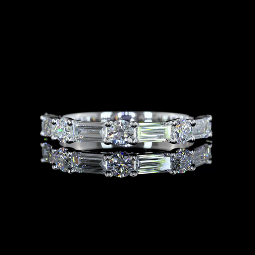 [EB14WHF75PEW] 0.84 Cts 14k White Gold Mix Shape Half Eternity Eternity Band