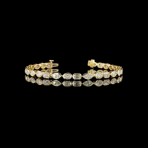 [BC14YTS850BEW] 8.54 Cts 14k Yellow Gold Mix Shape Tennis Bracelet