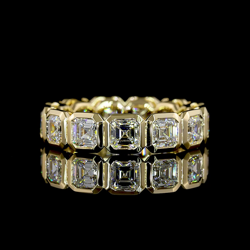 [EB14YAS350B] 3.92 Cts 14k Yellow Gold Asscher Shape Eternity Band Eternity Band