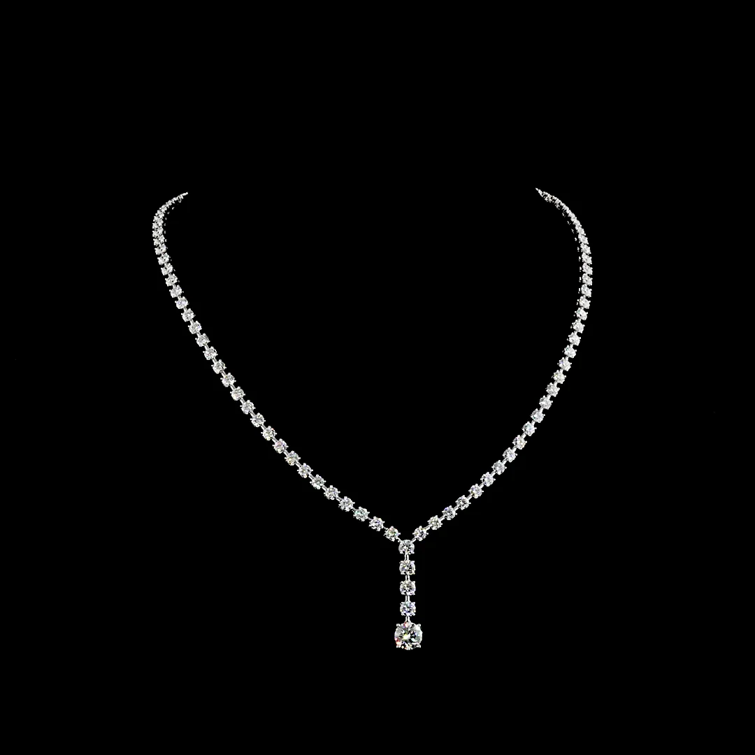 11.75 Cts 14k White Gold Round Shape Lariat Necklace