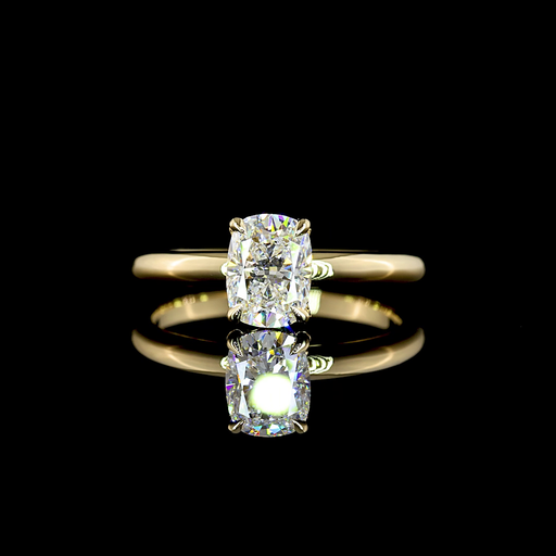 [RG14YSOBECU100PNS] 1.08 Cts 14k Yellow Gold Cushion Brilliant Shape Solitaire Ring