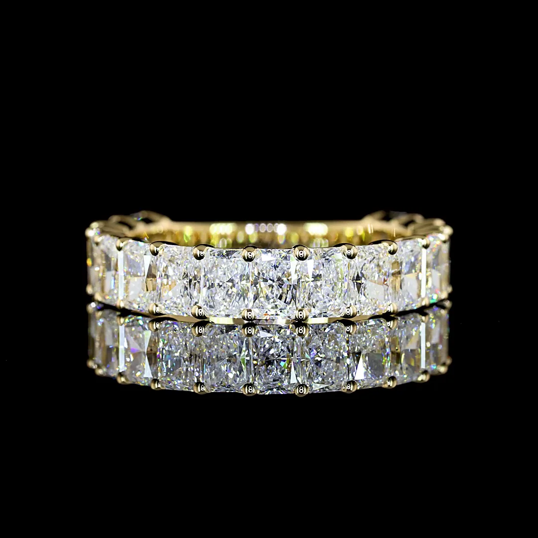 2.99 Cts 14k Yellow Gold Radiant Shape 3/4 Band Eternity Band