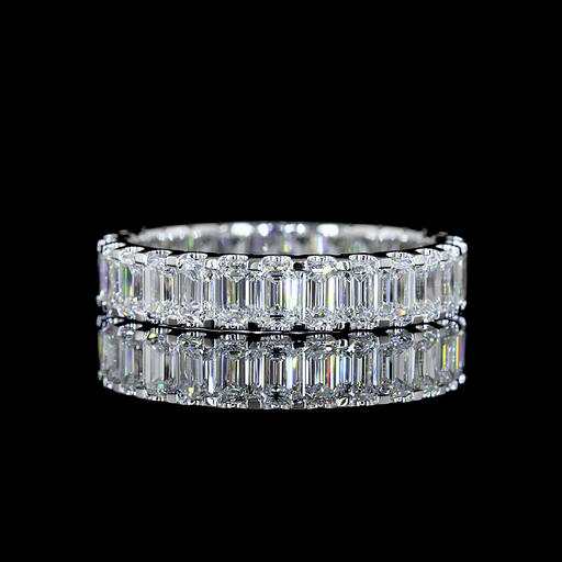[EB14WEM400UPNS] 4.08 Cts 14k White Gold Emerald Shape Eternity Band Eternity Band