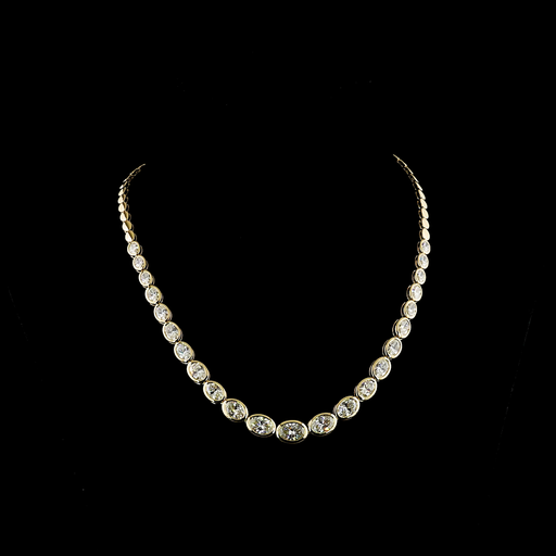 [NK14YRVOV1550BEW] 18.28 Cts 14k Yellow Gold Oval Shape Riviera Necklace