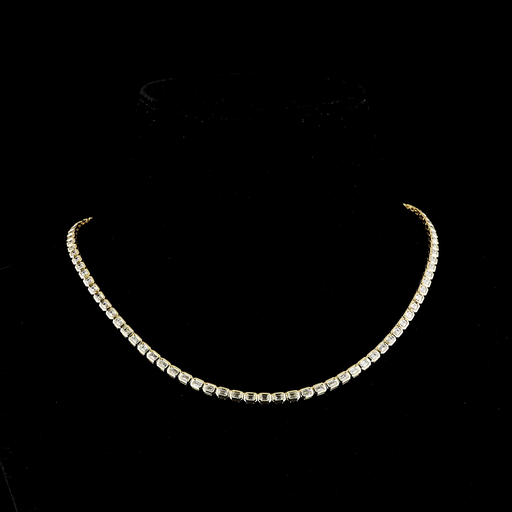 [NK14YTSEM900BEW] 9.27 Cts 14k Yellow Gold Emerald Shape Tennis Necklace