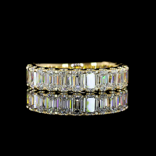 [EB14Y3/4EM250UPNS] 2.54 Cts 14k Yellow Gold Emerald Shape 3/4 Band Eternity Band