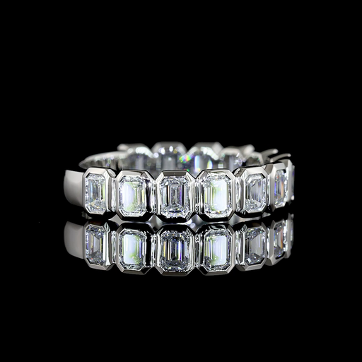 [EBP3/4EM100BNS] 1.31 Cts Platinum Emerald Shape 3/4 Band Eternity Band