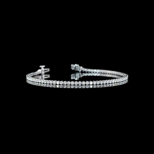 [BC14WTSRD175P] 1.85 Cts 14k White Gold Round Shape Tennis Bracelet