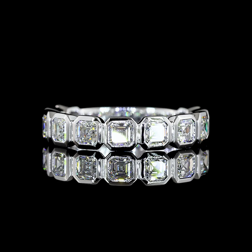 [EB14W3/4AS175B] 1.83 Cts 14k White Gold Asscher Shape 3/4 Band Eternity Band