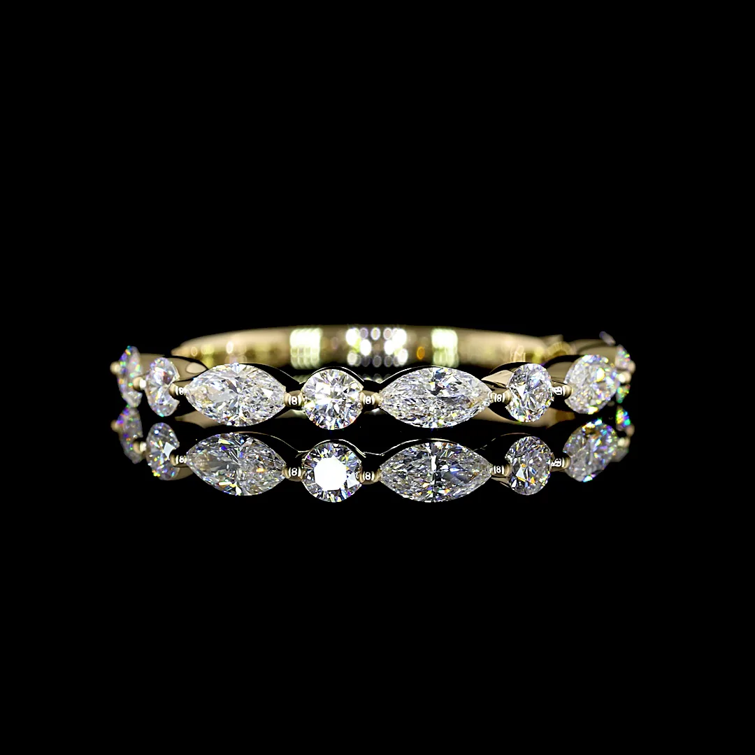 0.53 Cts 14k Yellow Gold Mix Shape 3/4 Band Eternity Band