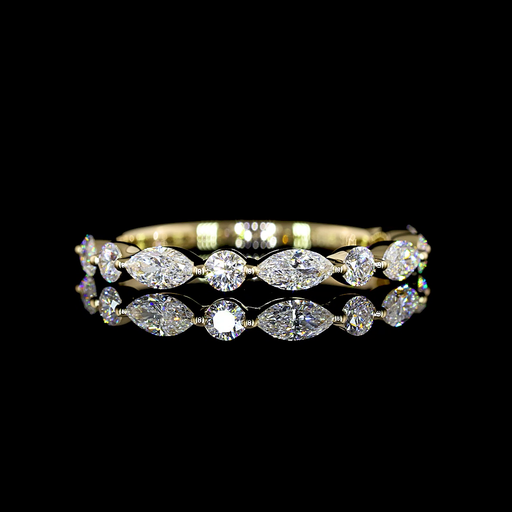 [EB14Y3/450PEW] 0.53 Cts 14k Yellow Gold Mix Shape 3/4 Band Eternity Band