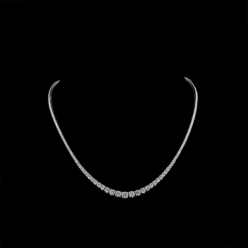 [NK14WRVRD650RDP] 6.97 Cts 14k White Gold Round Shape Riviera Necklace