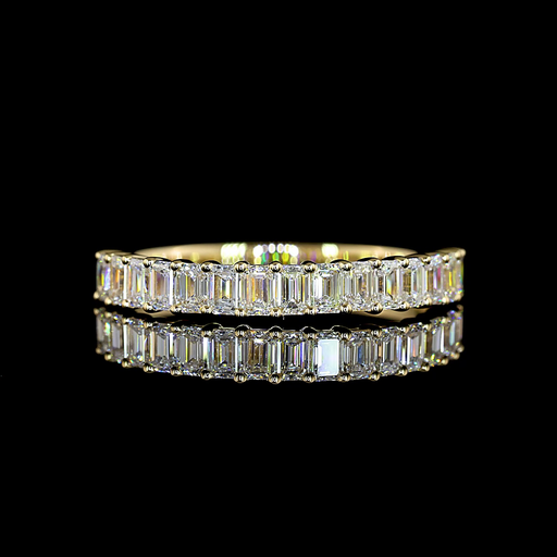 [EB14Y3/4EM100PNS] 1.09 Cts 14k Yellow Gold Emerald Shape 3/4 Band Eternity Band