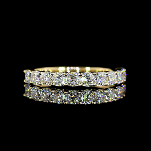 [EB14YHFSCB100P] 1.09 Cts 14k Yellow Gold Square Cushion Brilliant Shape Half Eternity Eternity Band