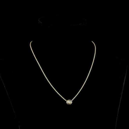 [PD14YSOOV25BPEW] 0.25 Cts 14k Yellow Gold Oval Shape Solitaire Pendant