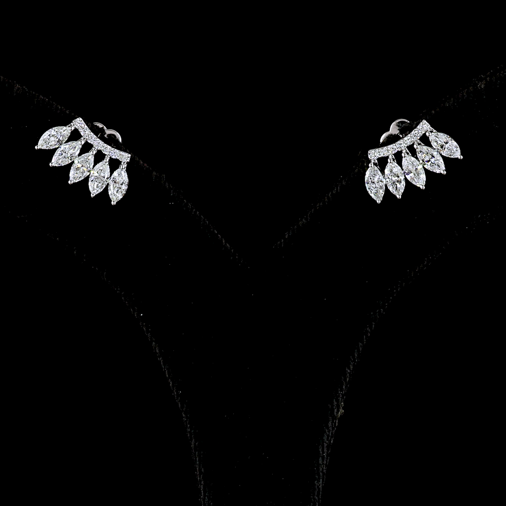 1.35 Cts 14k White Gold Marquise Shape Crawler Earring