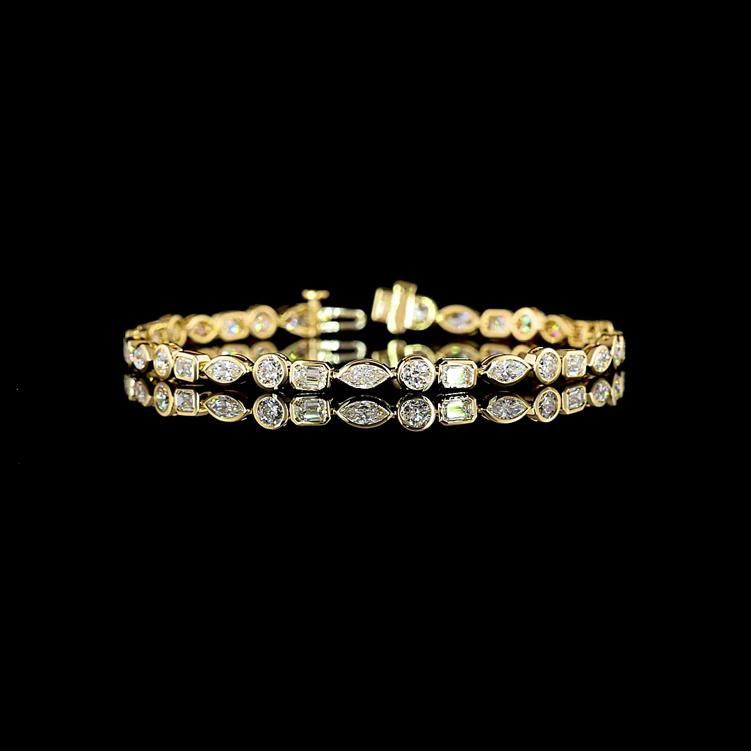 5.01 Cts 18k Yellow Gold Mix Shape Tennis Bracelet
