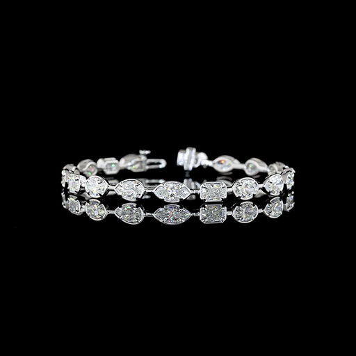 [BC14WST950BPEW] 9.68 Cts 14k White Gold Oval Shape Station Bracelet