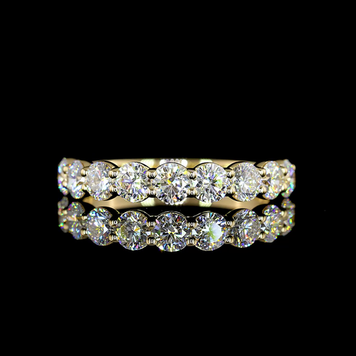 [EB14YHFRD100P] 0.98 Cts 14k Yellow Gold Round Shape Half Eternity Eternity Band