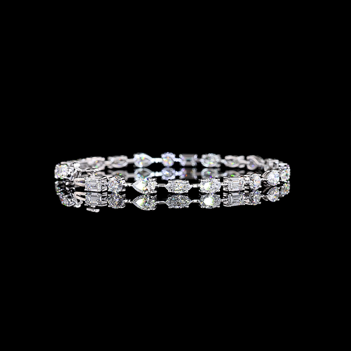 [BC14WST700PEW] 7.3 Cts 14k White Gold Mix Shape Station Bracelet