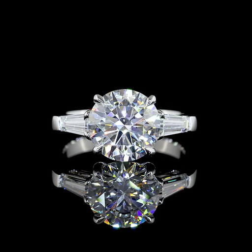 [RGP3RD350P] 3.65 Cts Platinum Round Shape 3 Stones Ring
