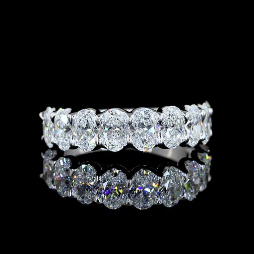 [EB14WHFOV300UPNS] 3 Cts 14k White Gold Oval Shape Half Eternity Eternity Band