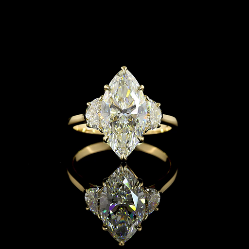 [RG14Y3MQ350PNS] 3.73 Cts 14k Yellow Gold Marquise Shape 3 Stones Ring