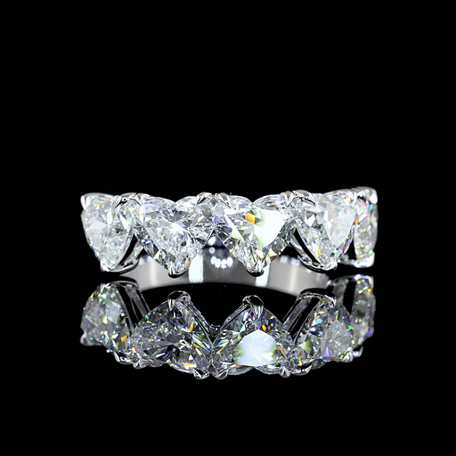 [EB14W5HS400PNS] 4.06 Cts 14k White Gold Heart Shape 5 Stones Eternity Band