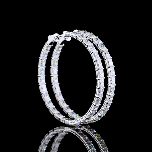 [ER14WHPRAD1150PNS] 11.63 Cts 14k White Gold Radiant Shape Hoops Earring