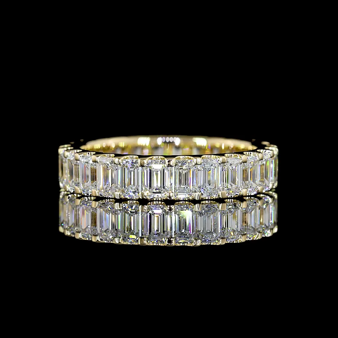 2.46 Cts 14k Yellow Gold Emerald Shape Eternity Band Eternity Band