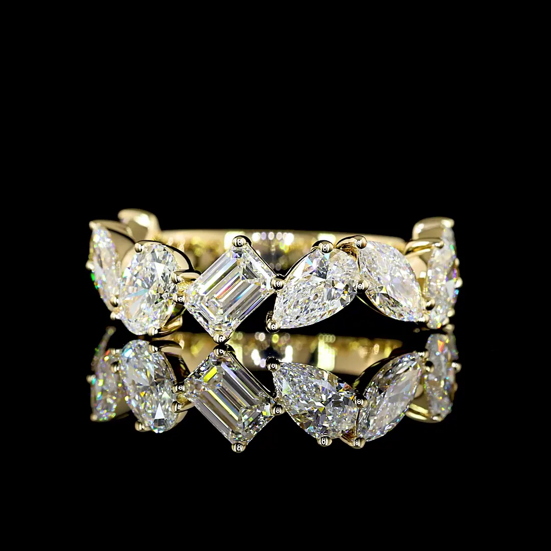 4.83 Cts 14k Yellow Gold Mix Shape 3/4 Band Eternity Band