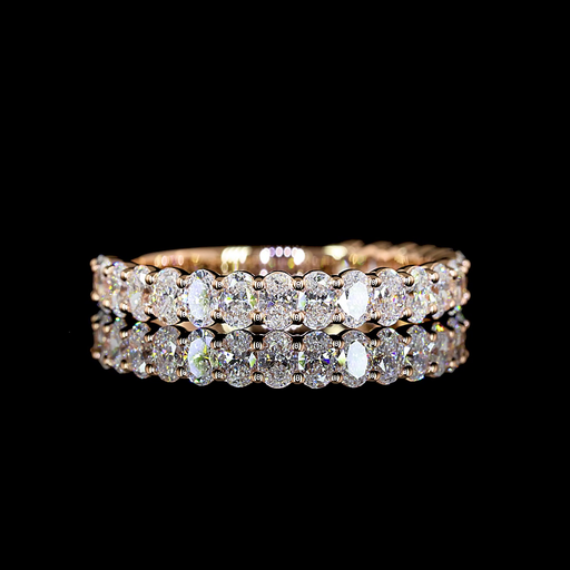 [EB14R3/4OV100PNS] 1.2 Cts 14k Rose Gold Oval Shape 3/4 Band Eternity Band