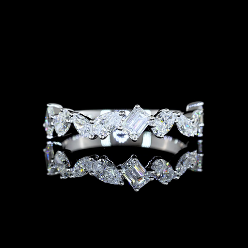 [EB14WHF75PIN] 0.79 Cts 14k White Gold Mix Shape Half Eternity Eternity Band