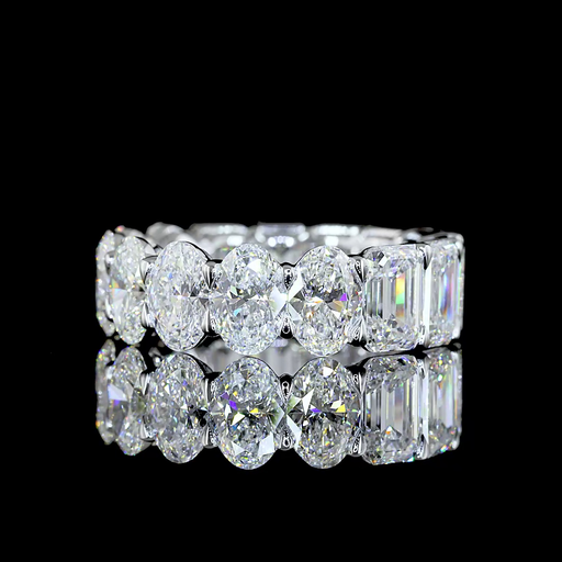 [EB14W1000PNS] 9.97 Cts 14k White Gold Mix Shape Eternity Band Eternity Band