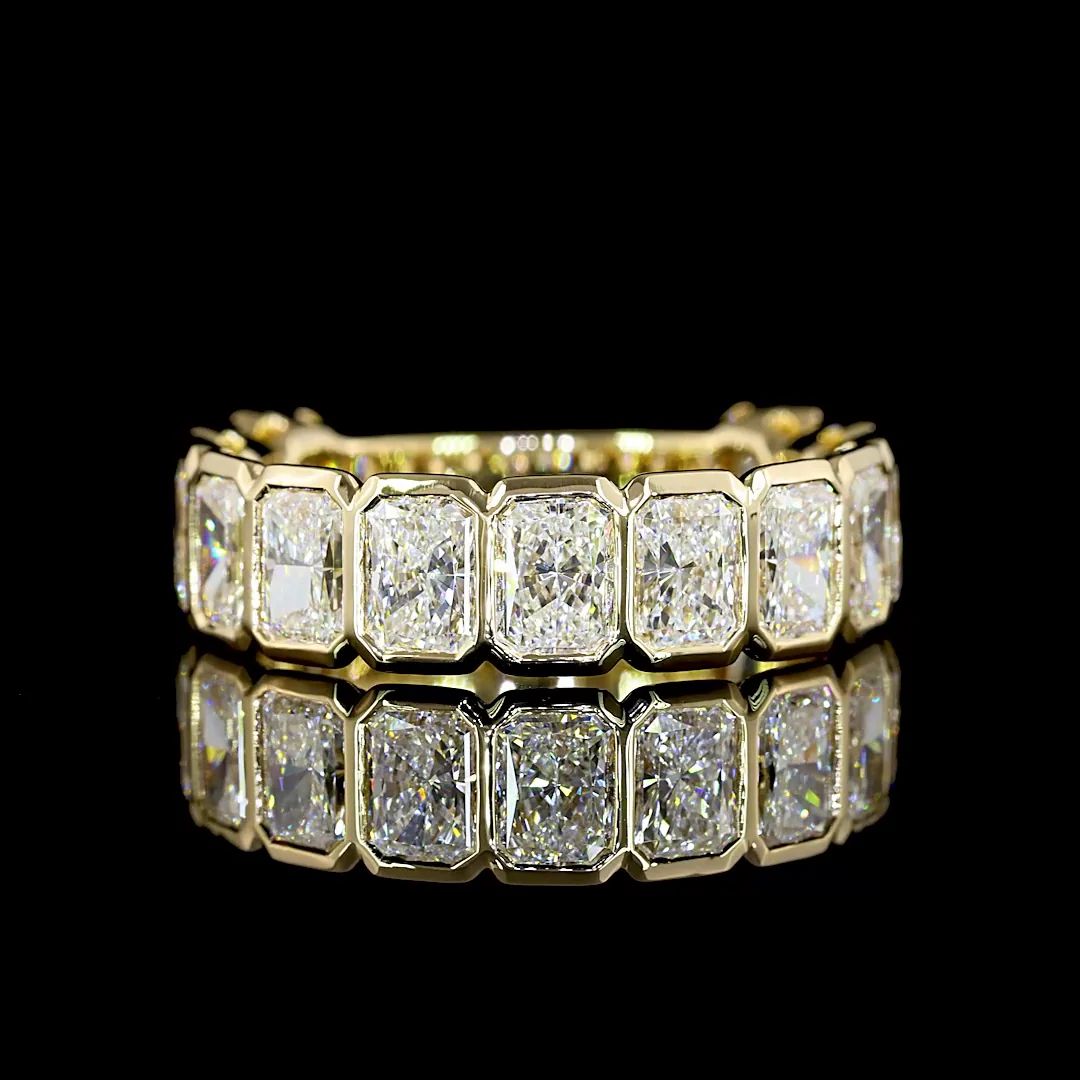 4.07 Cts 14k Yellow Gold Radiant Shape 3/4 Band Eternity Band