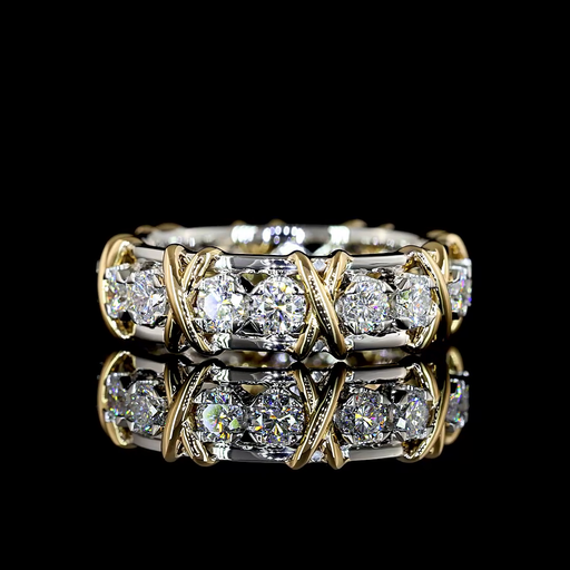 [EB18YPRD100P] 1.32 Cts 18k Yellow Gold - Platinum Round Shape Special Eternity Band
