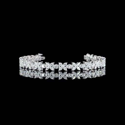 [BC18WSLT450PIN] 4.72 Cts 18k White Gold Mix Shape Station Line Tennis Bracelet
