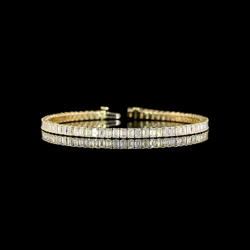 [BC14YTSEM750PNS] 7.45 Cts 14k Yellow Gold Emerald Shape Tennis Bracelet