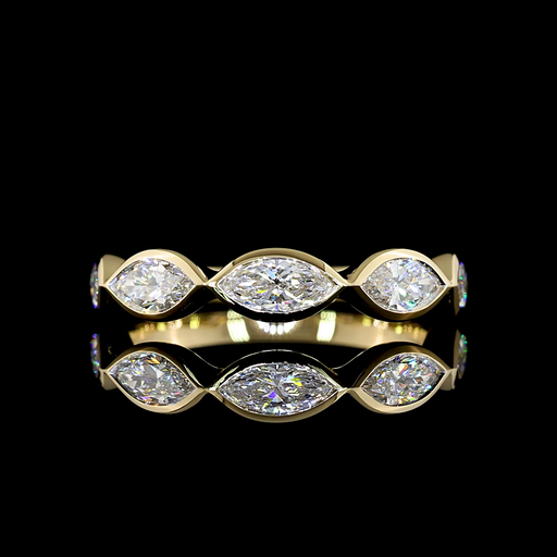 [EB14Y5MQ100BEW] 1.04 Cts 14k Yellow Gold Marquise Shape 5 Stones Eternity Band