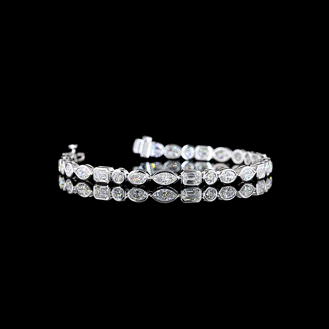 6.9 Cts 14k White Gold Mix Shape Tennis Bracelet