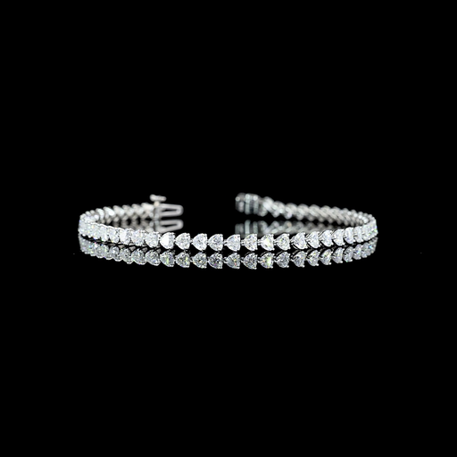 [BCPTSHS500PEW] 5.3 Cts Platinum Heart Shape Tennis Bracelet