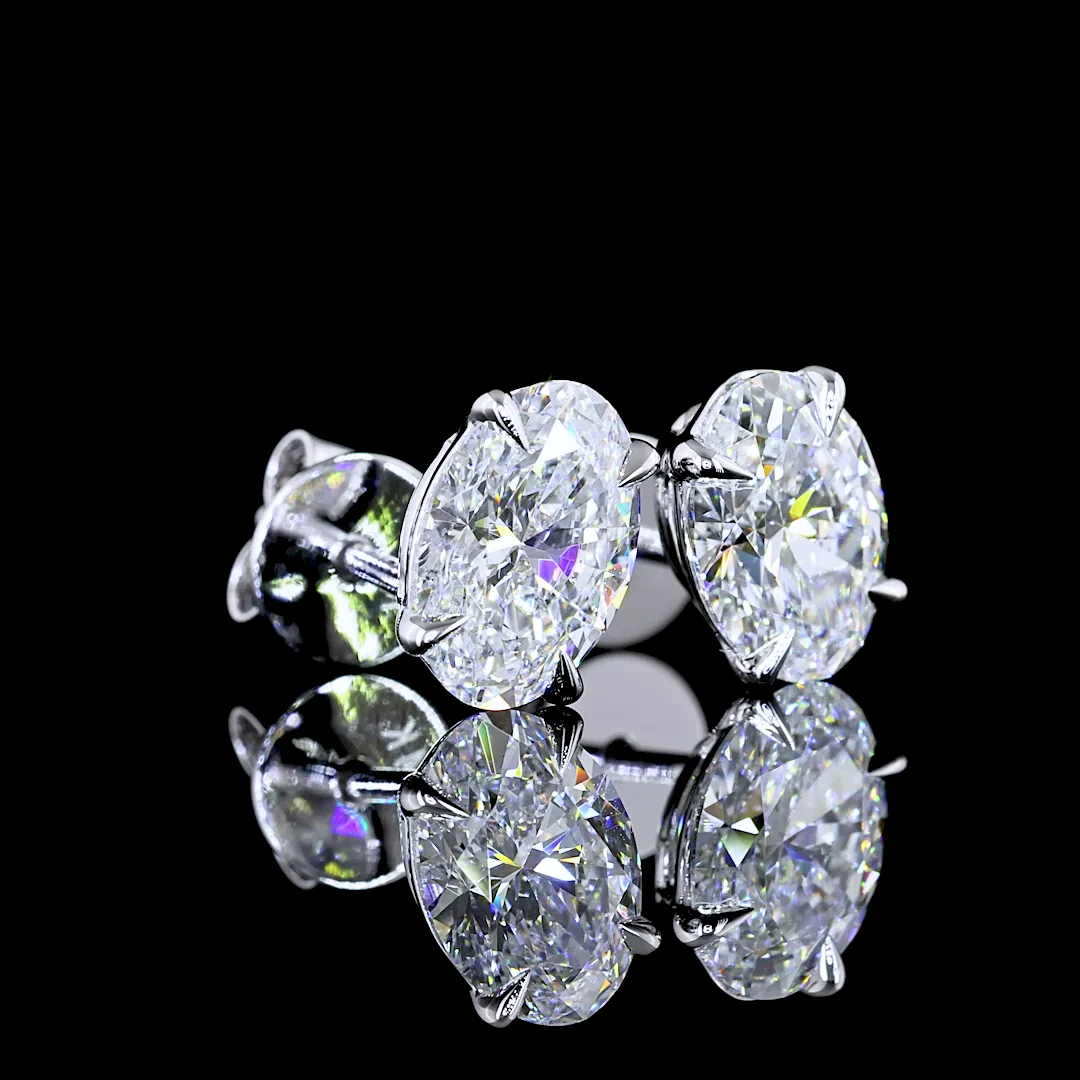 2.02 Cts 14k White Gold Oval Shape Studs Earring
