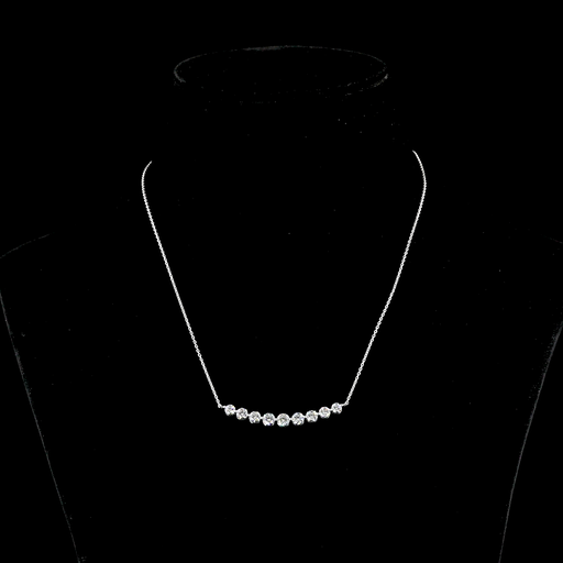 [PD14WRVRD100P] 1 Cts 14k White Gold Round Shape Riviera Pendant